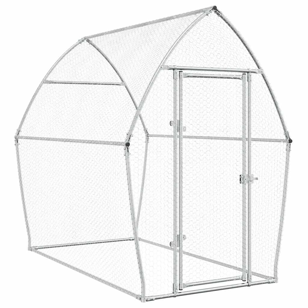 vidaXL Hühnerkäfig, Hühnerstall mit Schwenktür, Freigehege für Hühner Kleintiere, Hühnerhaus, Silbern Verzinkter Stahl