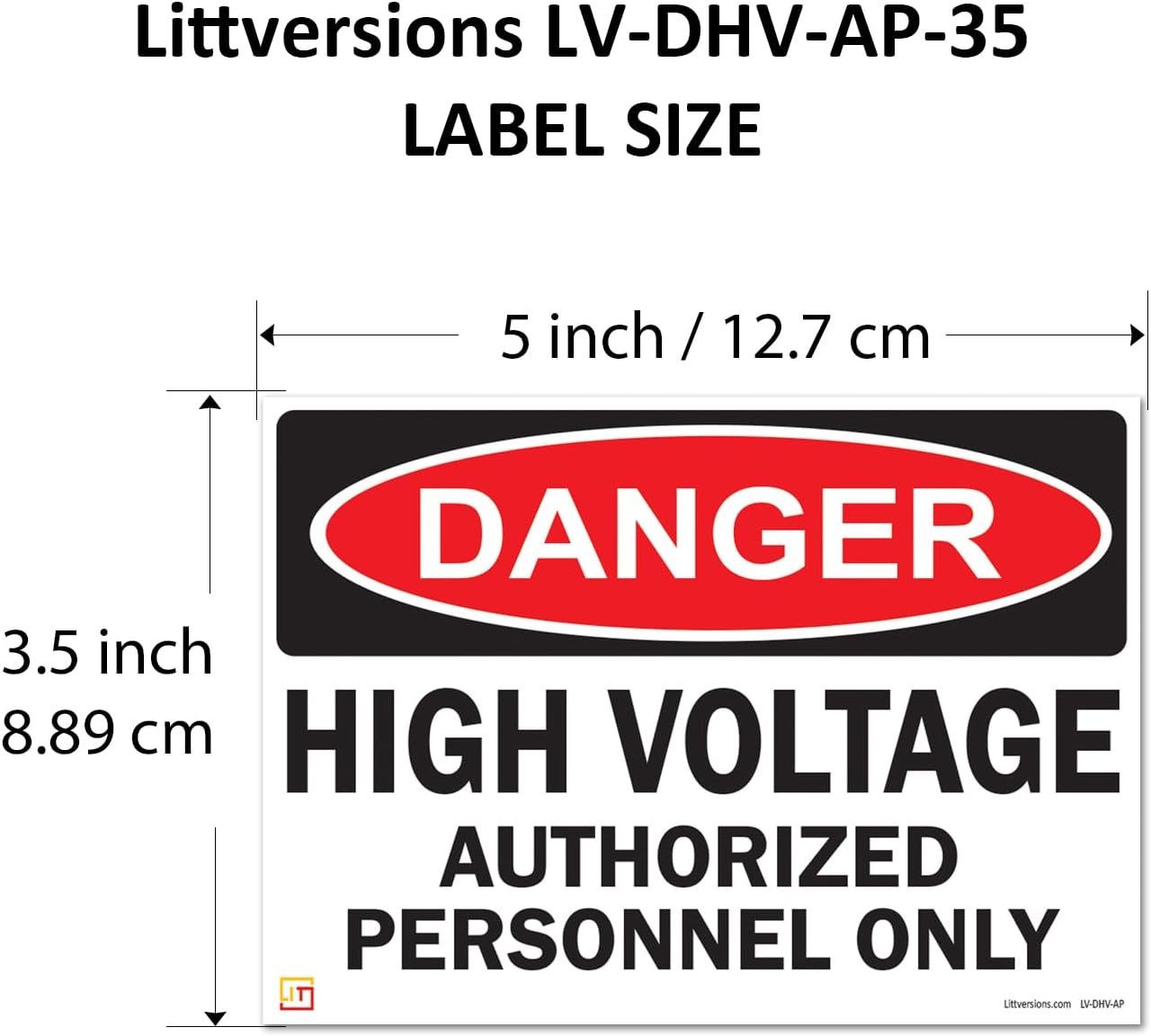 8 Pack 3.5"x5" Reflective Danger High Voltage Authorized Personnel Only OSHA Warning Label Sign Decal 6 mil Laminated Engineer Grade UV Protected Red Black White ANSI NFPA 123697
