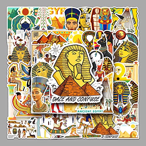 Image of 50 PCS Ancient Egypt Stickers for Kids,Toddlers,Adults,Lost Civilizations Pyramid Sphinx Pharaoh Waterproof Vinyl Sticker Decals,Car,Planner, Skateboard,Laptop,Water Bottle
