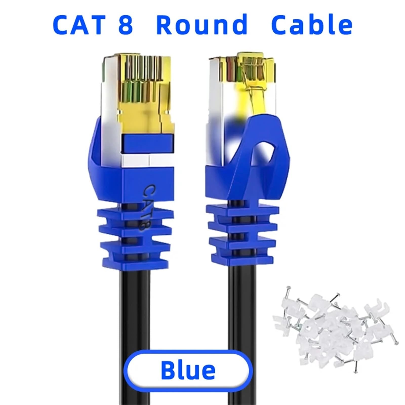 Kabel Ethernet Cat 8 Kabel Lan Network ekranowany kabel połączeniowy RJ45 5 m 10 m 15 m dla modemu routera Kabel Ethernet Cat 8 (CAT8 Round-niebieski, 15 m)