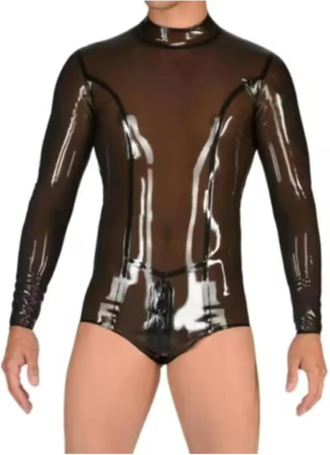 Customized Latex Catsuit Transparent Handmade Rubber Bodysuit with for Men Wear