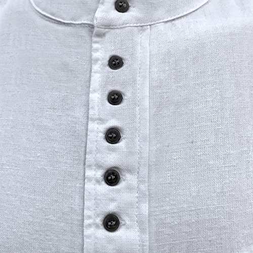 Civilian Irish Grandfather Collarless Shirt, Cotton and Linen Long-Sleeve Traditional Irish Shirt4