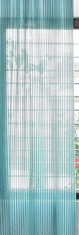 Image of Eyelet Polyester Tissue Curtain (Blue, 9 Feet) - Set of 1
