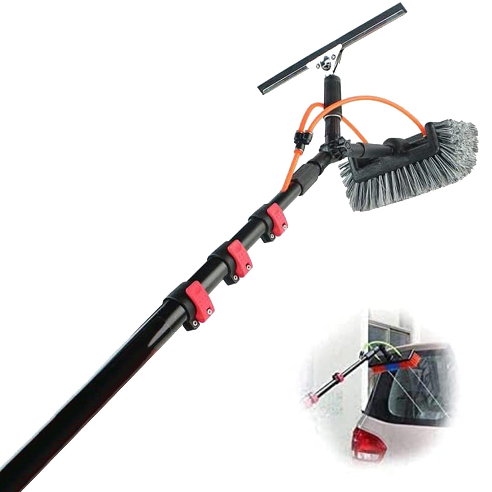 GTHTUHFD Telescopic Window Cleaning Kit, Water-Fed Telescopic Brush/Telescopic Cleaner, For Photovoltaic Panel Cleaning Truck Windows, 8M/26Ft,9M/30Ft,7.2M/24FT