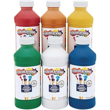 Colorations Washable Kids Paint – Safe, Vibrant Paints for Children with Bold Colors, Versatile Tempera Painting Set, Arts & Crafts Supplies for Home or School (Six 8oz Bottles)
