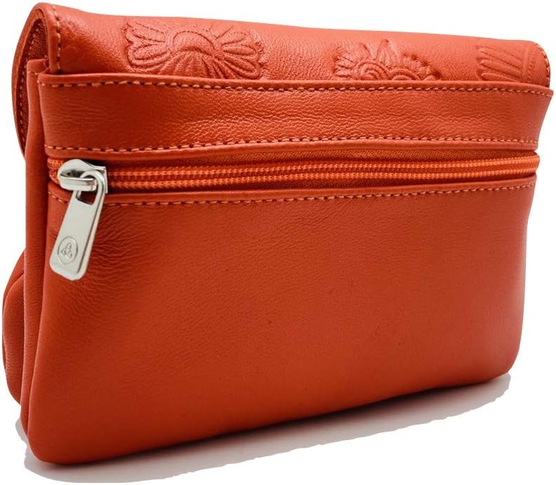 Woman, Lady and Girl Leather Purse, orange, Elegant, 12.5 inches x 9 inches - Image 4