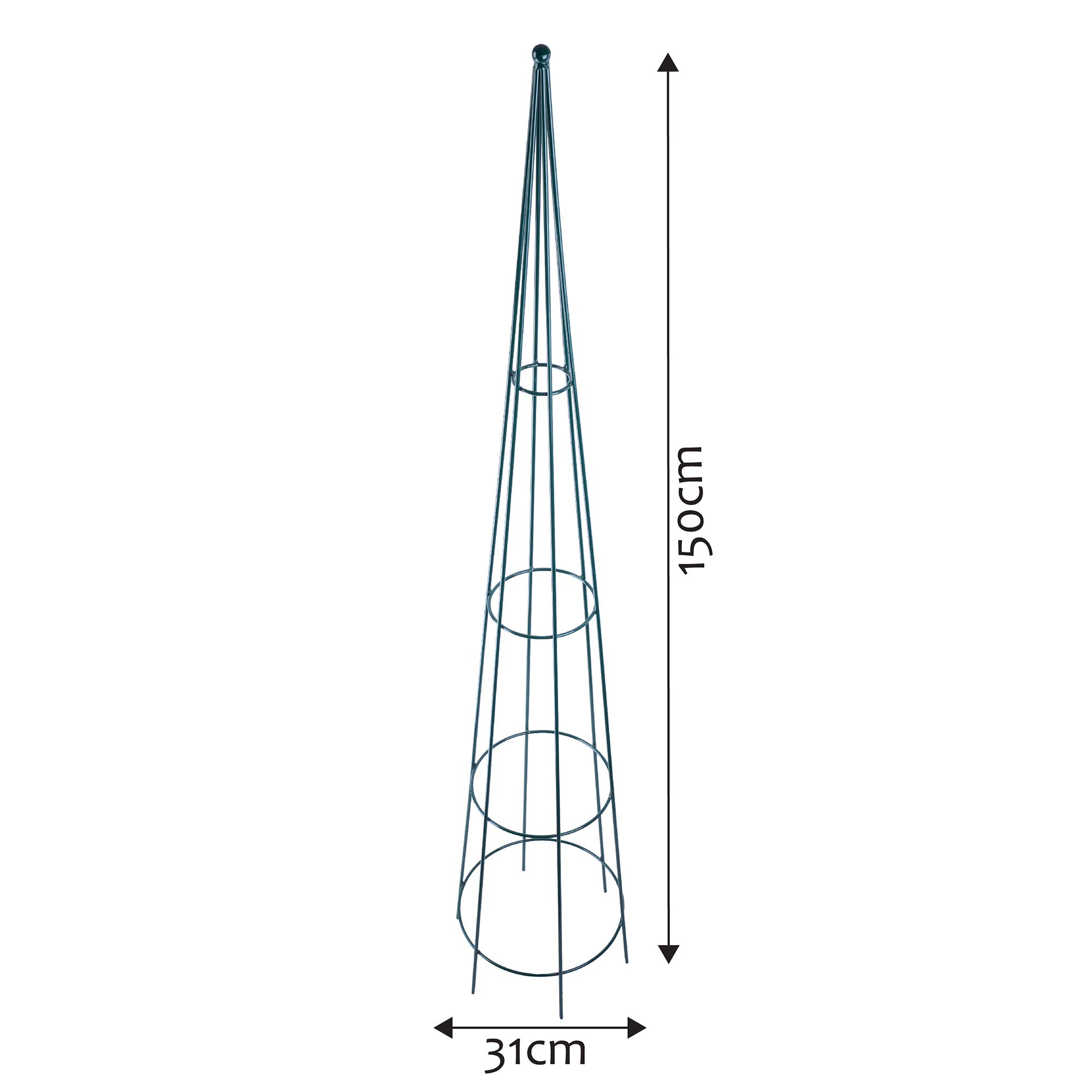 Kadax Supporto Per Piante Rampicanti A Cono - Obelisco Da Giardino In Acciaio, 150 Cm, Verde Opaco