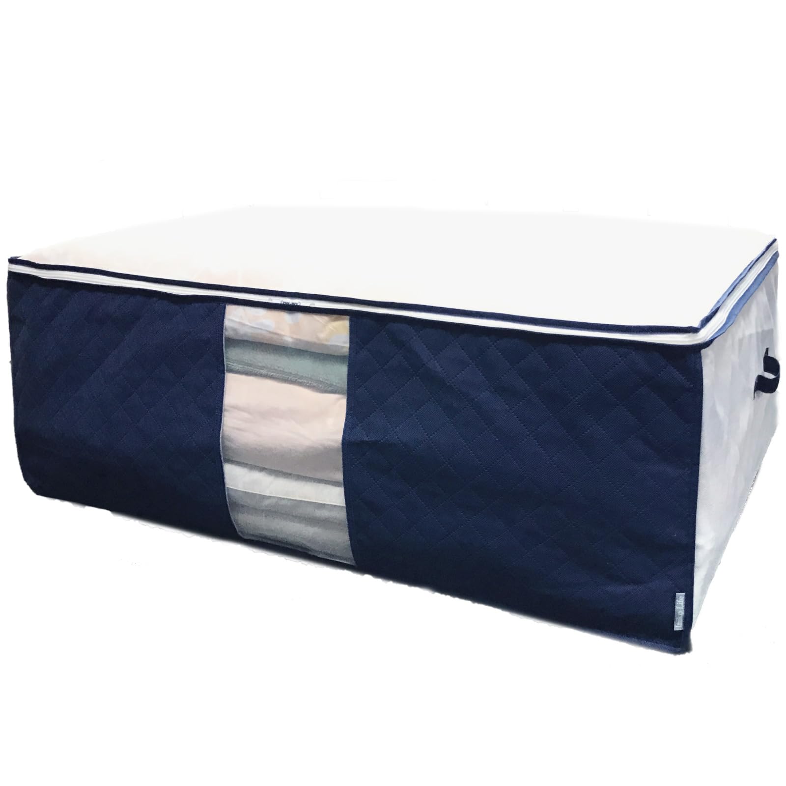 ふとん 収納袋 特大 イニコライフ 掛け布団 敷き布団 をまとめて収納 大容量 前面 活性炭シート入 布団袋 通気性の良い 厚手 不織布製 布団ケース 持ち手 透明窓付 ふとん袋 大きく開くファスナー 使わない時はたためる 収納ケース (中芯無し)