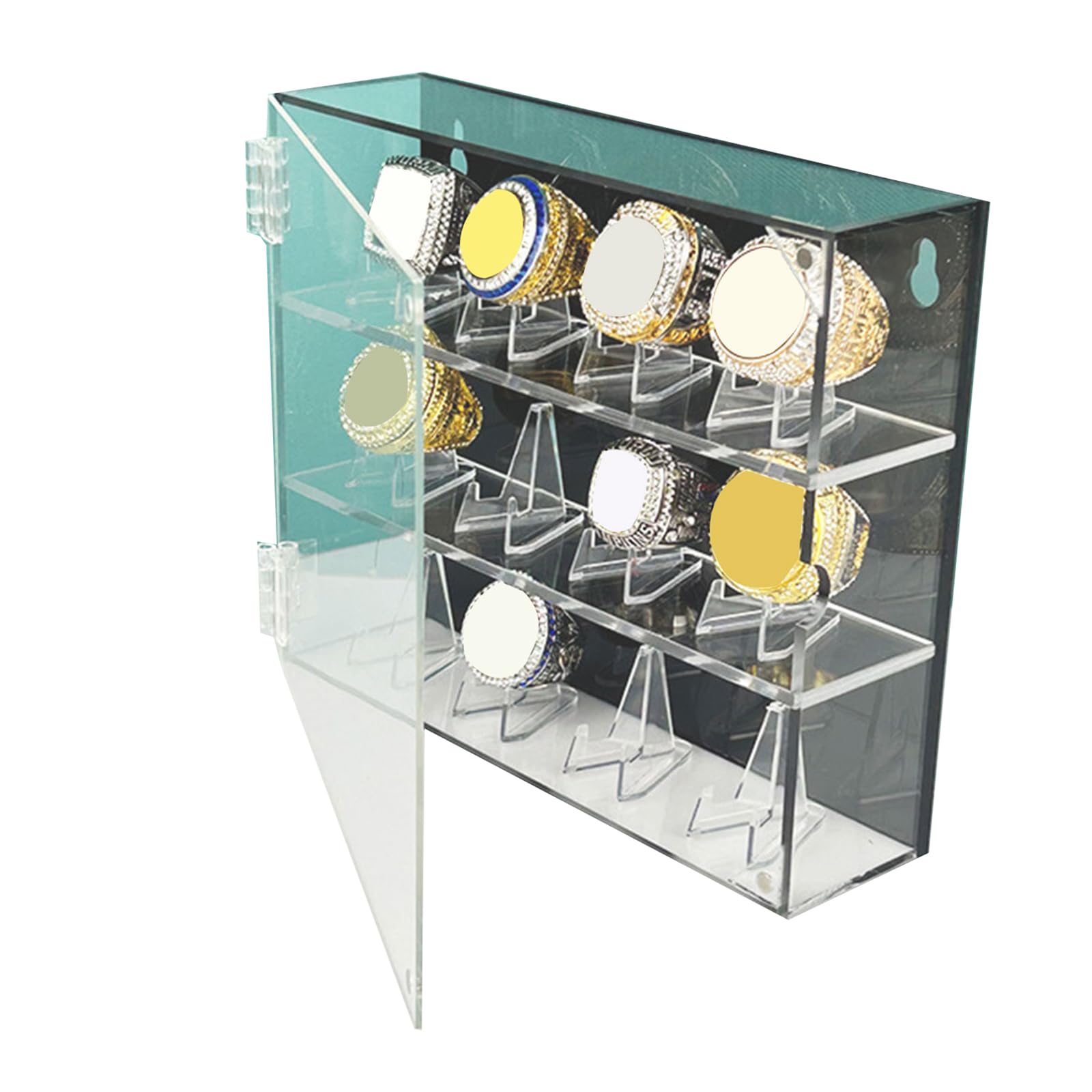 Sturdy Acrylics Rings Display Stand with Slots Wall Hanging Championship Rings Case Portable for Sports Accessory Collectible Display