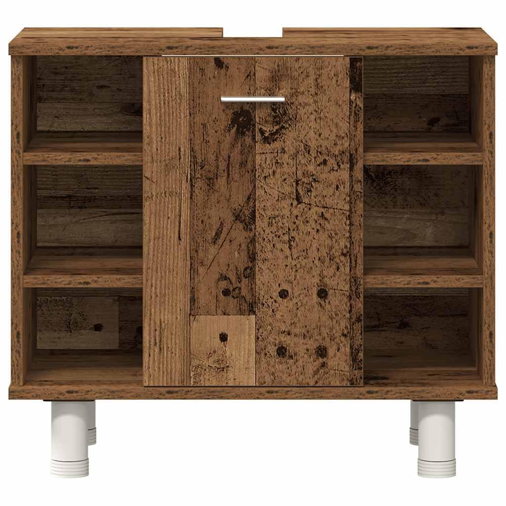 Set Mobili da Bagno 3 Pezzi in Legno Multistrato Effetto Antico | Arredo completo per stanza da bagno con specchiera e mobili contenitori salvaspazio per organizzare ogni accessorio.