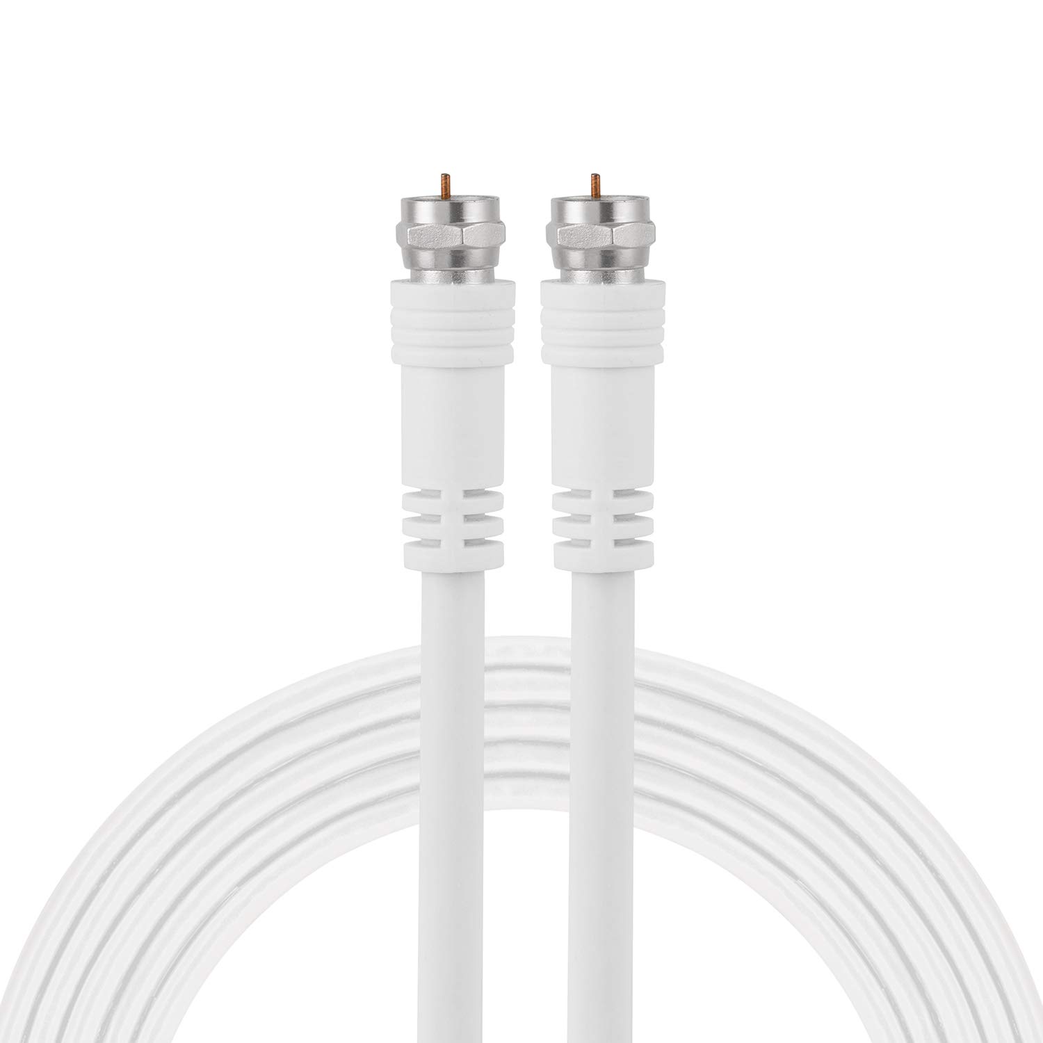 GE RG6 Coaxial Cable, 50 ft. F-Type Connectors, Double Shielded Coax, Input Output, Low Loss Coax, Ideal for TV Antenna, DVR, VCR, Satellite Receiver, Cable Box, Home Theater, White, 33605, USB