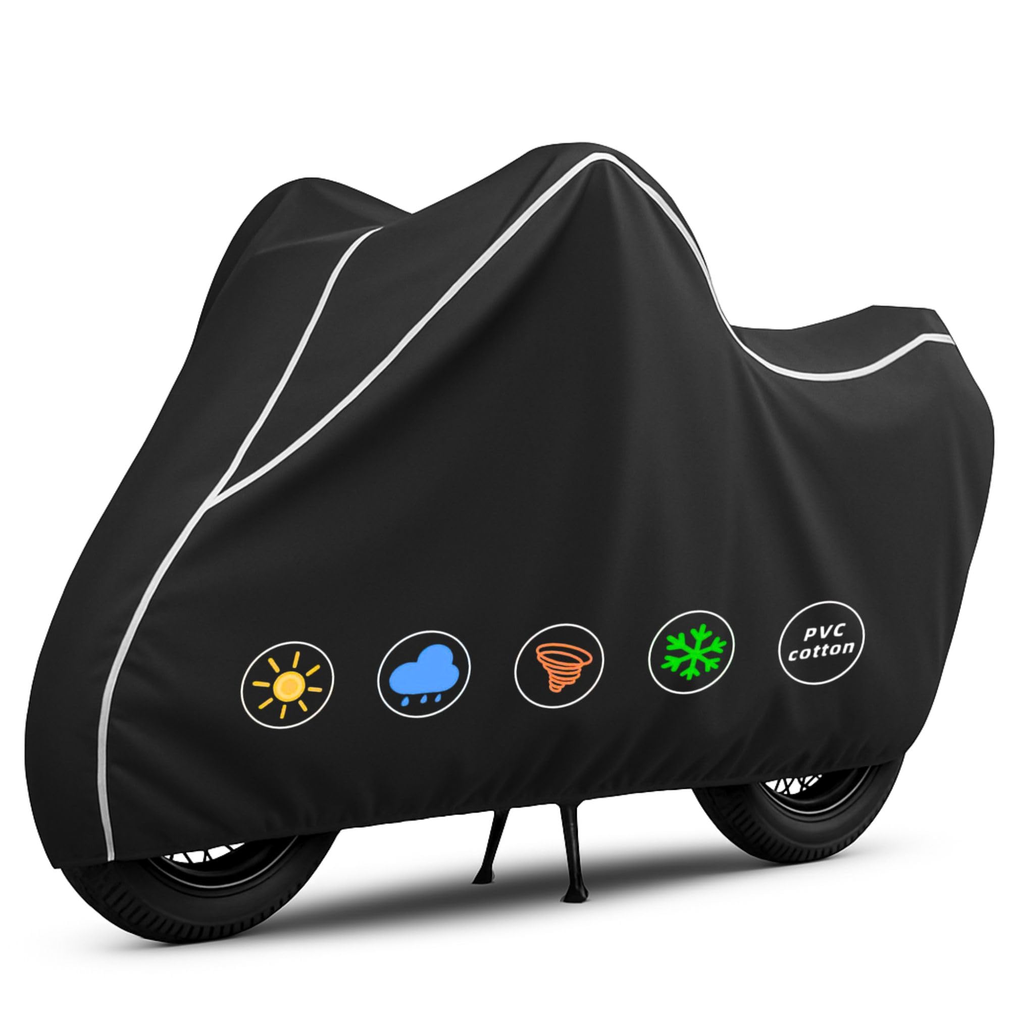 StormGuard PU Bike Cover Premium Waterproof, Dustproof & UV Protected Two-Wheeler Body Shield | Heavy-Duty, All-Weather Protection | Universal Fit for Motorcycles & Scooters (Black & White PU)