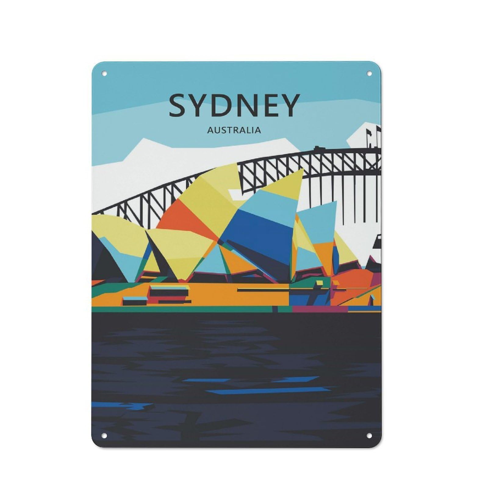 Junmoney Travel City Sydney Vintage Metal Wall Decor 40X30cm, Garage Metal Sign For Garage, Workshop, Shed Or Utility Room