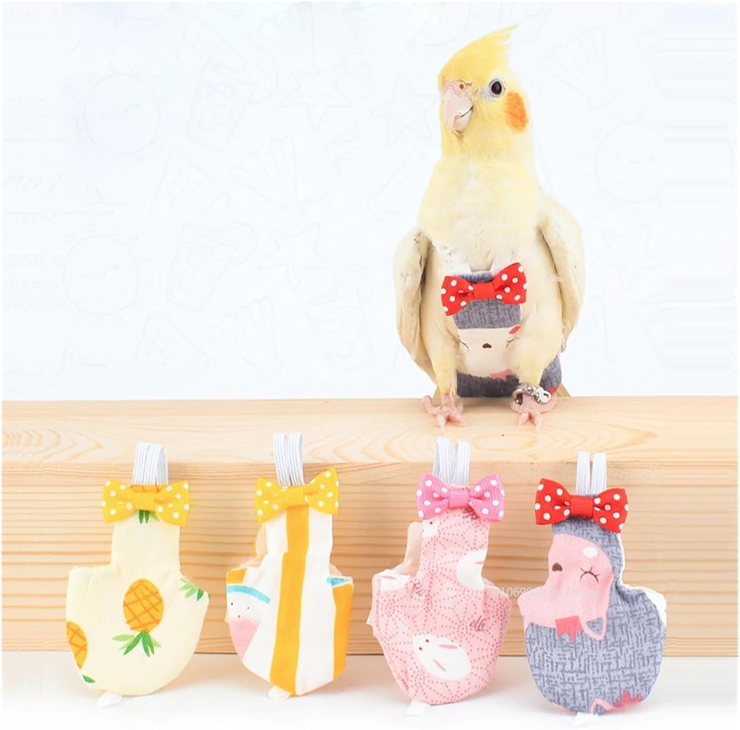 Bird Diaper, Bird Cleaning Supplies Parrot Diaper Flight Suit Nappy Clothes Parakeet Cockatiels Pigeons Medium Large Accessories(Atermelon,Medium)