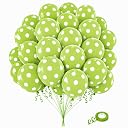 AMFIN® 12 Inch (Pack of 30) Polka Dot Birthday Party Balloons - Green, white dot gallery image