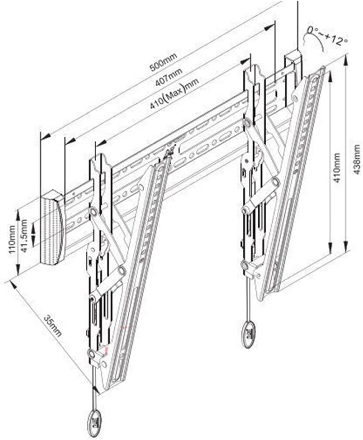 C2-T Strong 27.3kg 32"-47" Tv Wall Mount Bracket for Tv Plant VESA 400X400 Tilt Down