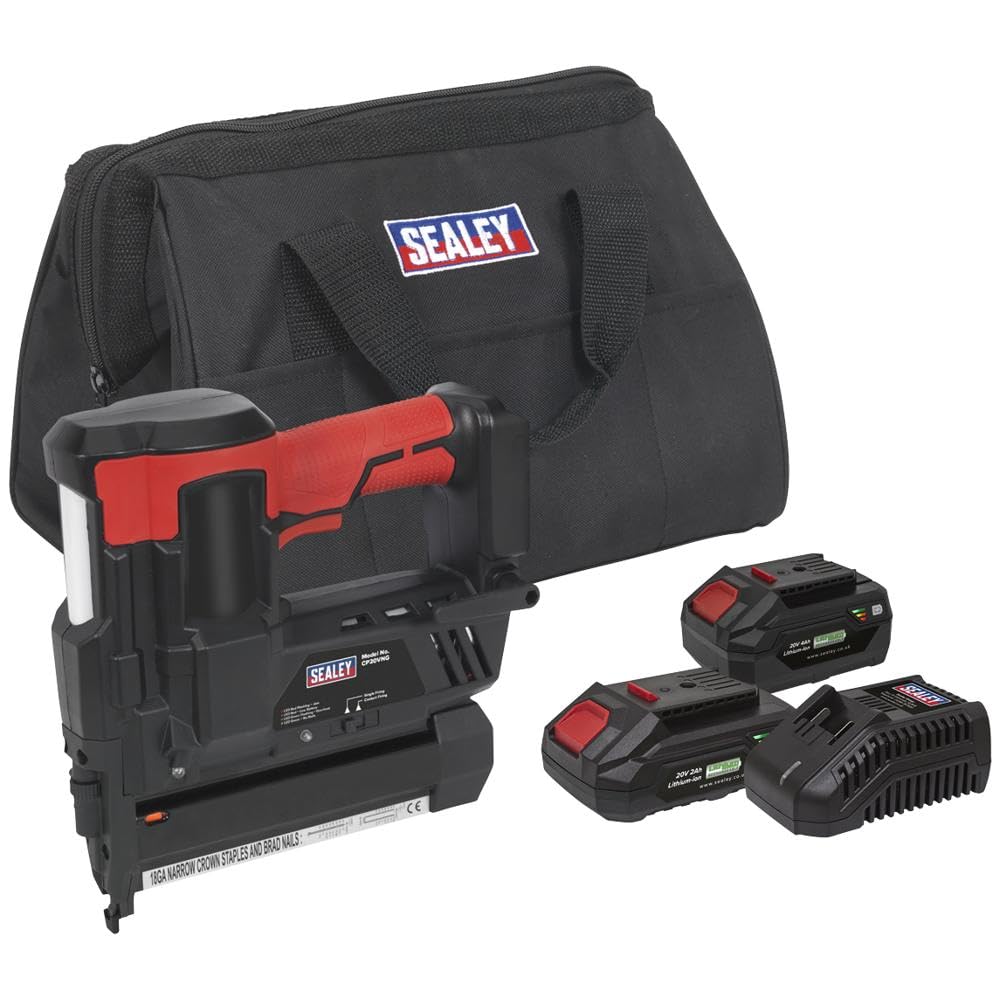Sealey CP20VNGKIT 20V 2x2Ah 18G Li-ion Cordless Nail/Staple Gun Kit