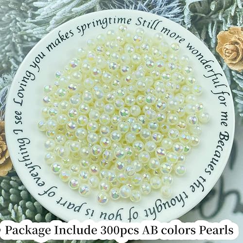 Miniatura 2 de 300 cuentas de perlas para manualidades de 0.315 pulgadas (0.315 in) de colores AB, cuentas redondas sueltas para collares, pulseras, aretes,