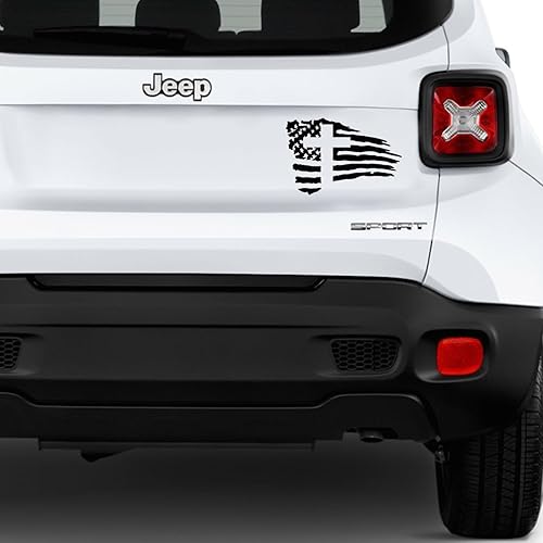 GRITKULTURE - Calcomanía de bandera estadounidense con cruz en vinilo para autos, camiones y laptops cristianos de EE. UU., Jesús, calcomanía para