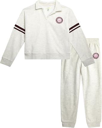 AEROPOSTALE Girls Sweatsuit Set - 2 Piece Fleece Pullover Collared Top Sweatshirt and Girls Sweatpants Activewear Set 7-16