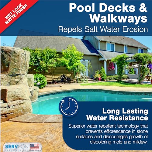 Natural Stone Sealer (Wet Look Matte Finish) Commercial Grade Outdoor Indoor Waterproof Grout Sealer Protects Pavers Pools Patios Decorative Landscape Stones (1 Gallon) H2800S - Image 5