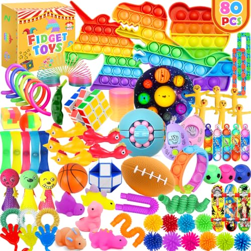 Chennyfun Rainbow Unicorn Fidget Toys Pack Stress Reliever Fidget Toys Set