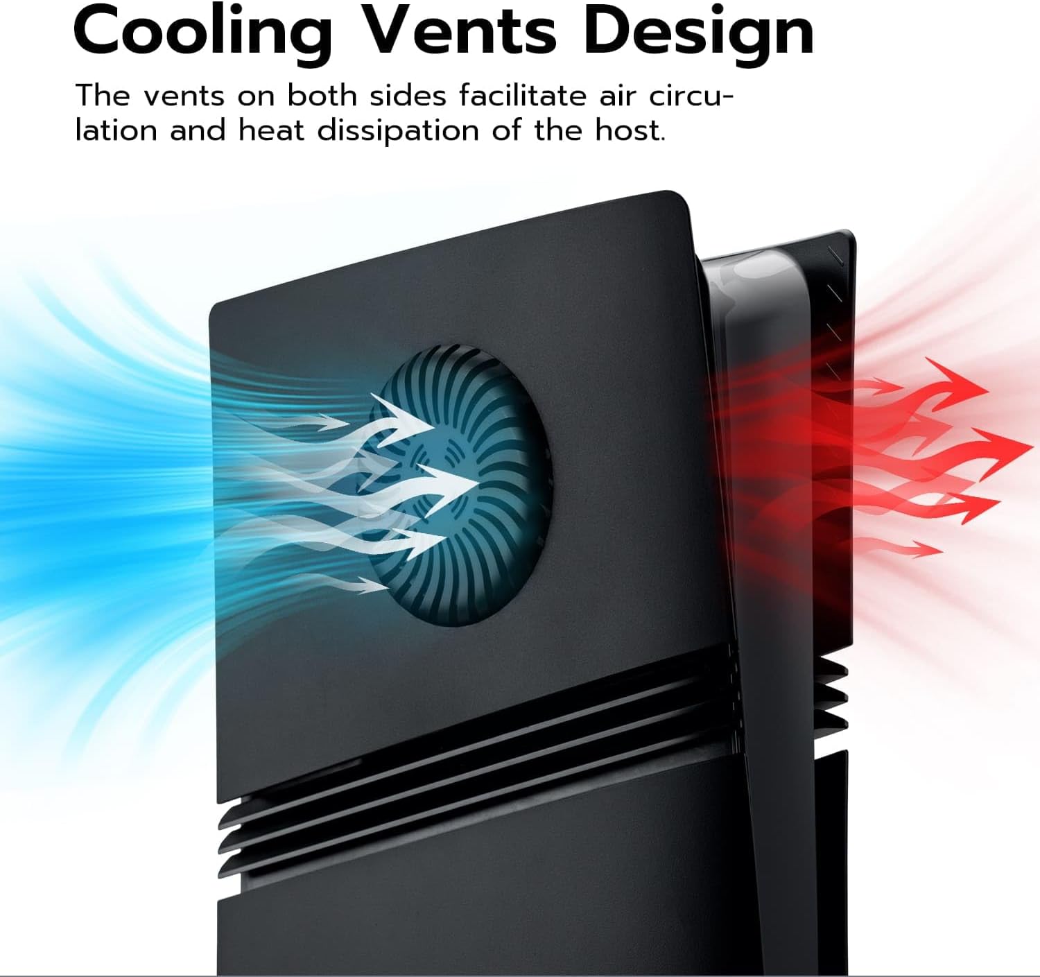 Mcbazel Face Plates Anti-Scratch Replacement Panels Cover Plates Shell Case with Cooling Vent Compatible with PS5 Pro Disc Edition - Black - Image 3