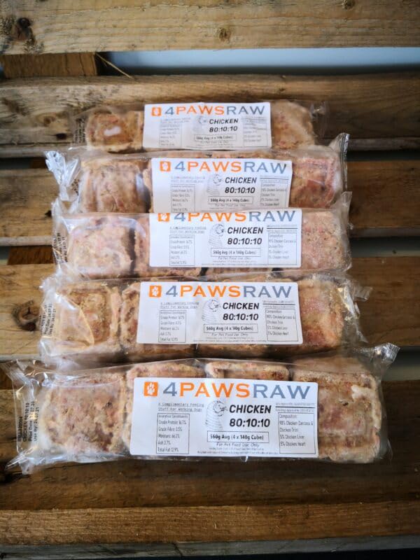 4PAWSRAW Frozen Raw Dog Food Premium Chicken Complete 80: 10:10 Mince For Dogs 20 X 560g Packs - 11.2kg — image 1