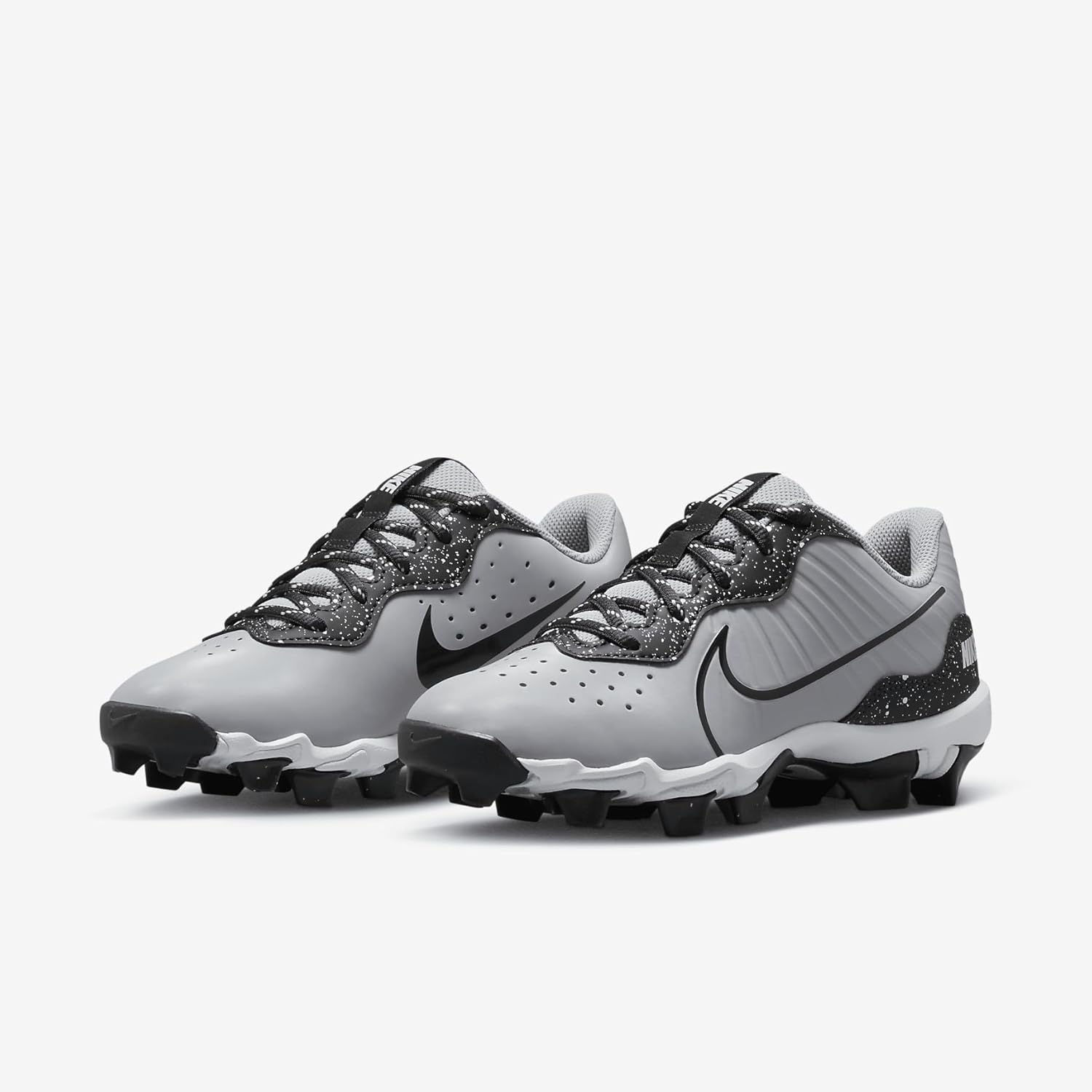 Nike Alpha Huarache 4 Keystone Little/Big Kids' Baseball Cleats (DJ6525-005, Wolf Grey/White/Dark Smoke Grey) Size 10