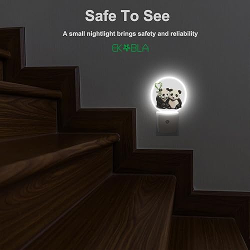 Miniatura 6 de EKOBLA Lindas luces nocturnas de panda enchufables a la pared, panda y bambú, luz nocturna, sensor automático, lámpara LED de ahorro de energía para