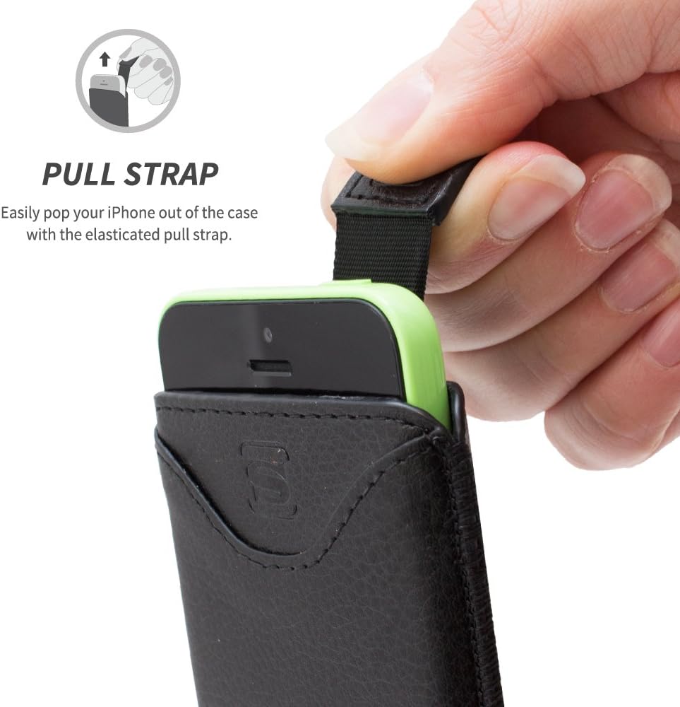 iPhone 5C Case, Snugg Apple iPhone 5C Black Leather Pouch Case [Card Slot] Apple iPhone 5C Pouch Case Cover Executive Design
