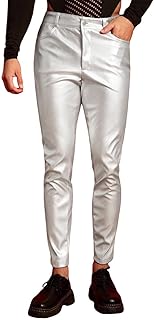 Pantalones de piel para hombre, color negro, sexy, de látex, para hombre, punk, elásticos, informales, pantalones de motorista, aspecto mojado, ajustados, resistentes al viento, impermeables