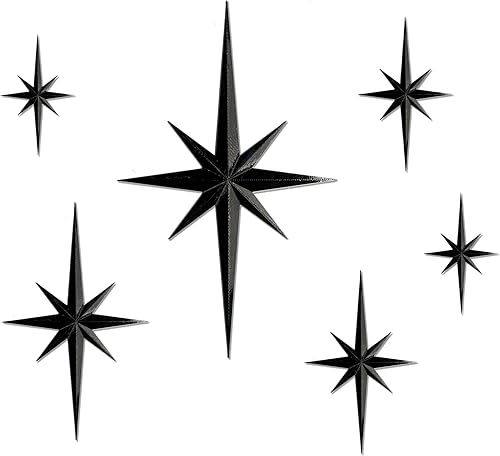 Stylor Decoración Moderna de Mediados de Siglo, Arte de Pared Escultura de Estrella 3D Retro Mcm, Decoración de Explosión Estelar de Plástico,