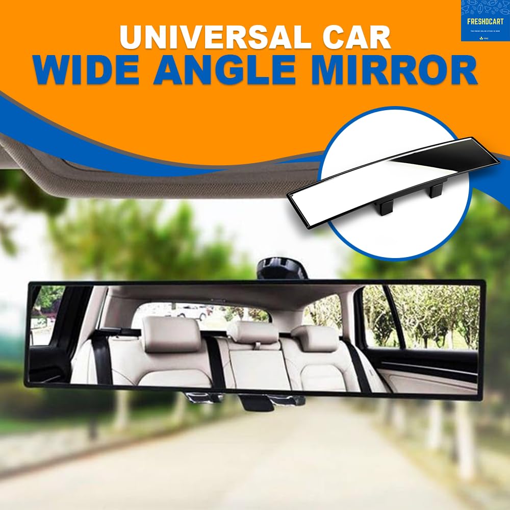 FreshDcart Rear View Wide Angle Mirror- High-Resolution Enhance Visibility, Interior Large View Angel Drive with Confidence, Blind Spot Mirror, Fits for Cars, SUV & Trucks (Pack of 1) (White) - Image 2 thumbnail