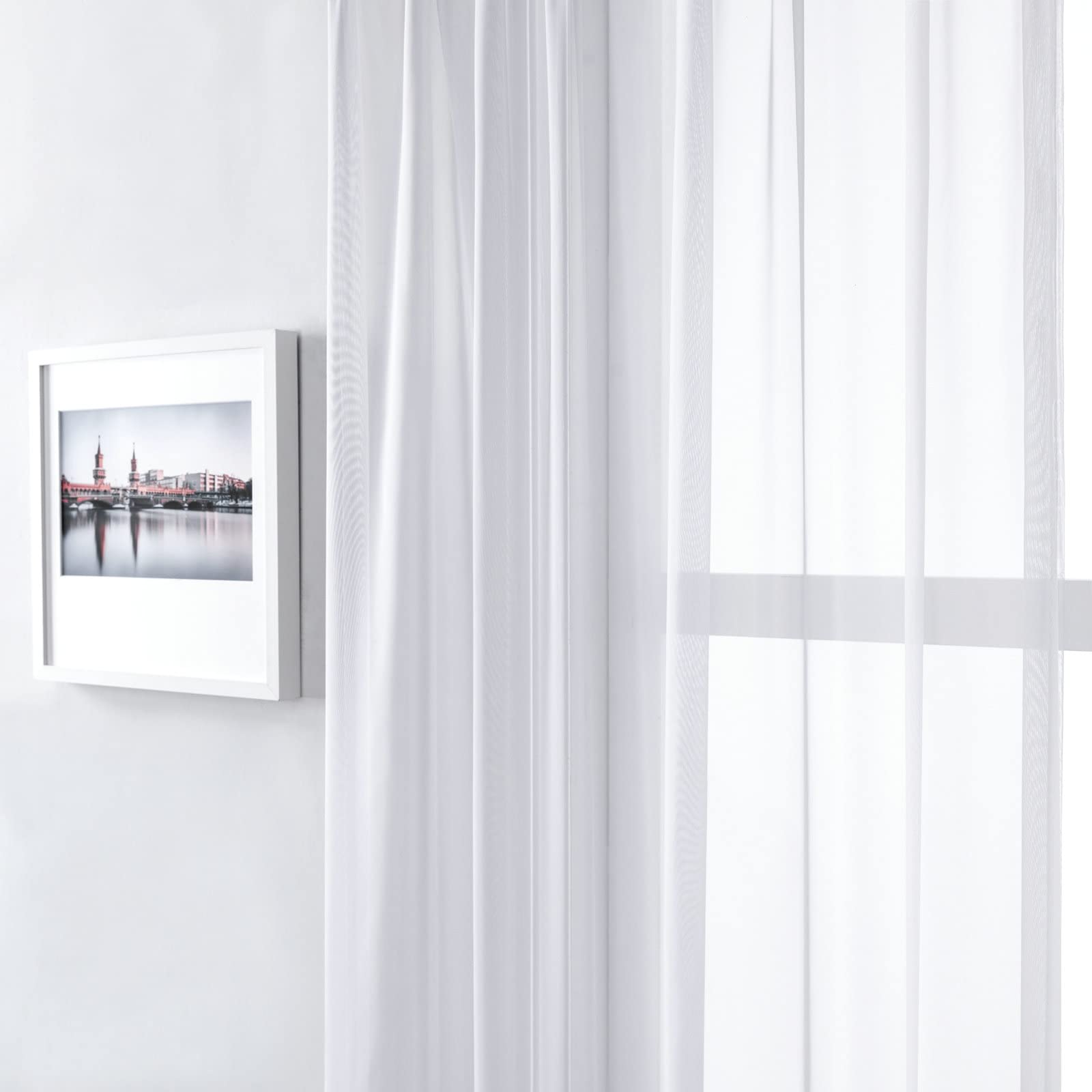 Aeici Voilage Salon, Rideau de Fenetre de Chambre 107x160 cm Rideau Lot de 2 Salon Couleur Pure Tige de Poche, Polyester, Gris Clair