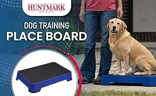 HUNTMARK Dog Training Place Board - Durable Hunting Dog Training Platform - Non-Skid Surface and Nonslip Feet - Stackable, Portable Agility Platform - Modern Puppy Trainer Equipment (Dark Blue)