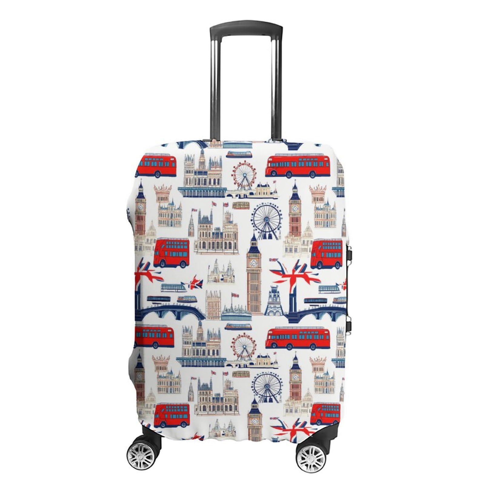 UK London Theme British Flag Luggage Cover Cute Travel Suitcase Cover Protective Cover for Women Men XL
