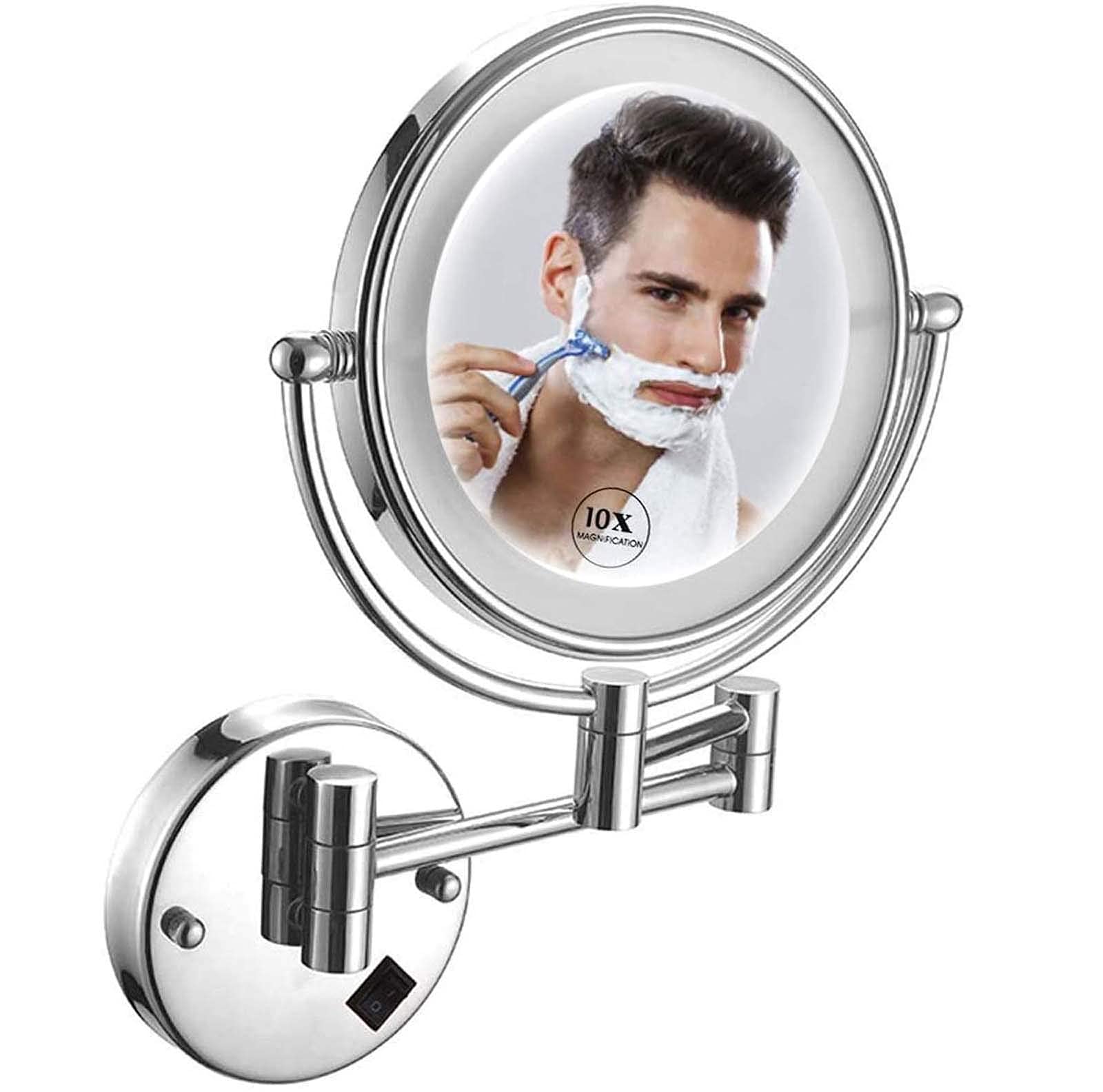 Miroir lumineux de table 8 pouces double face fini chrome avec grossissement 10X