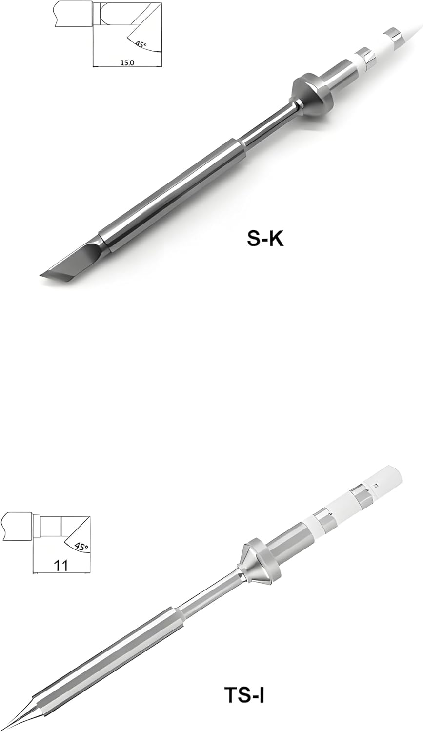 Soldering Iron Tips Ts100 Soldering Iron Portable Stainless Steel Replacement Soldering Accessories TS-KU, TS-B2, TS-D24, TS-BC2, TS-C4, TS-K,TS-I (7pcs)