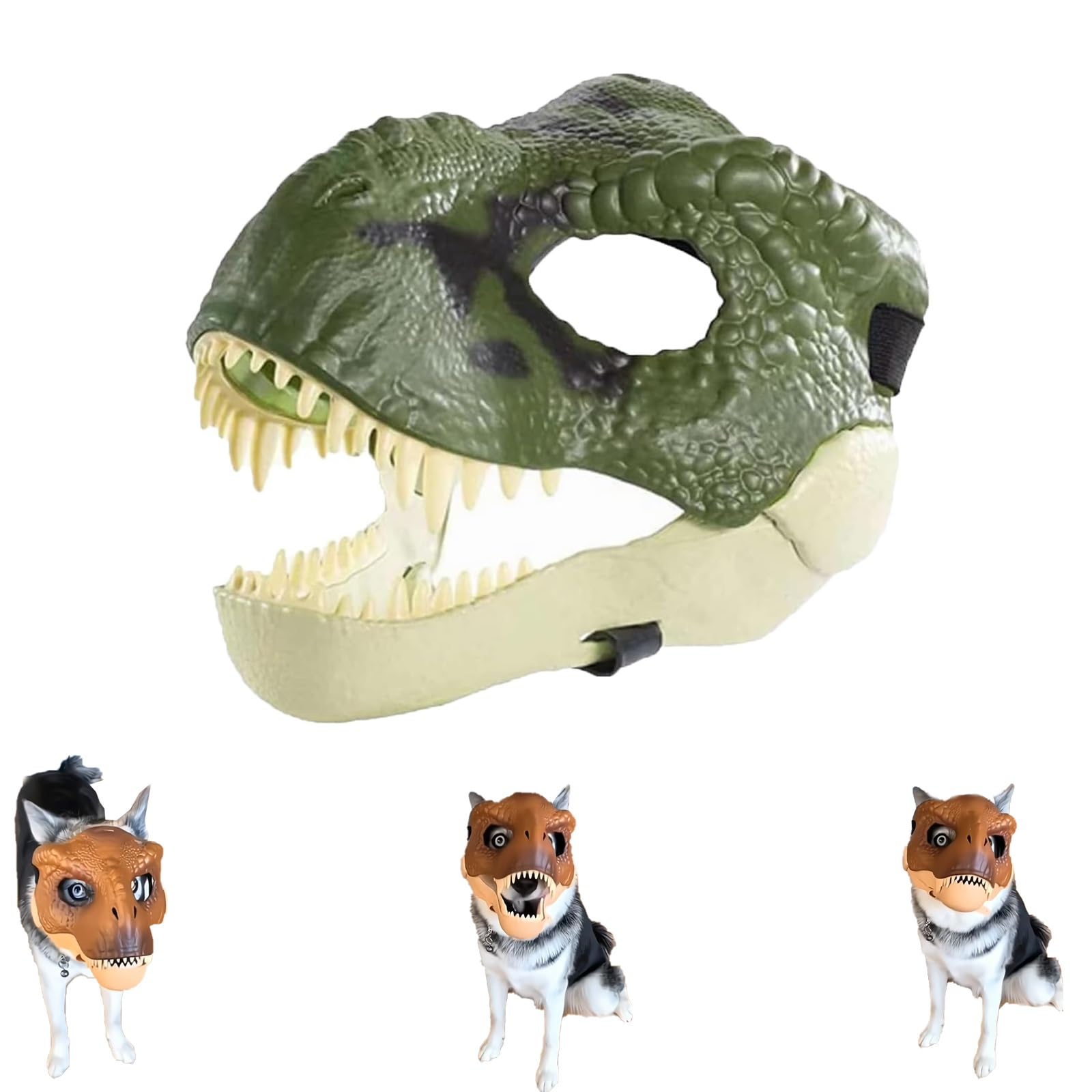 Homaskylynn Dinosaur Mask for Dogs, Dino Mask with Moving Jaw, Perfect for Large & Medium Dogs (Color: E)