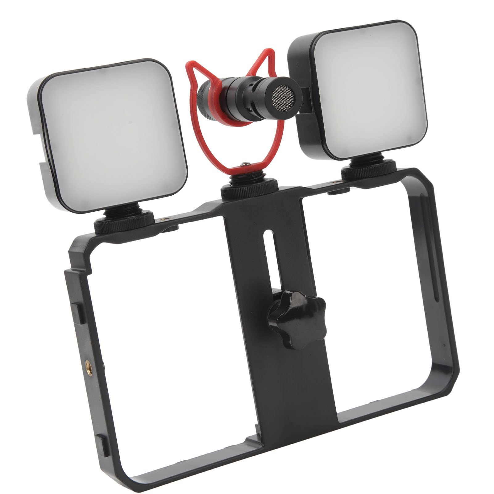 Kit di Attrezzatura Video per Smartphone Tutto in con Copertura Antivento per Microfono con Luce di Riempimento, Gabbia per Fotocamera del Telefono per Vlogging, Maniglia Stabilizzatrice