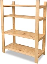 HOMION 4Tier Storage Shelf Unit Heavy Duty wood Wooden Garage Shelving Organizer for Tools, Boxes & Equipment Slatted Storage Unit multi purpose Camper Van Caravan home office Organise (4 Tier)