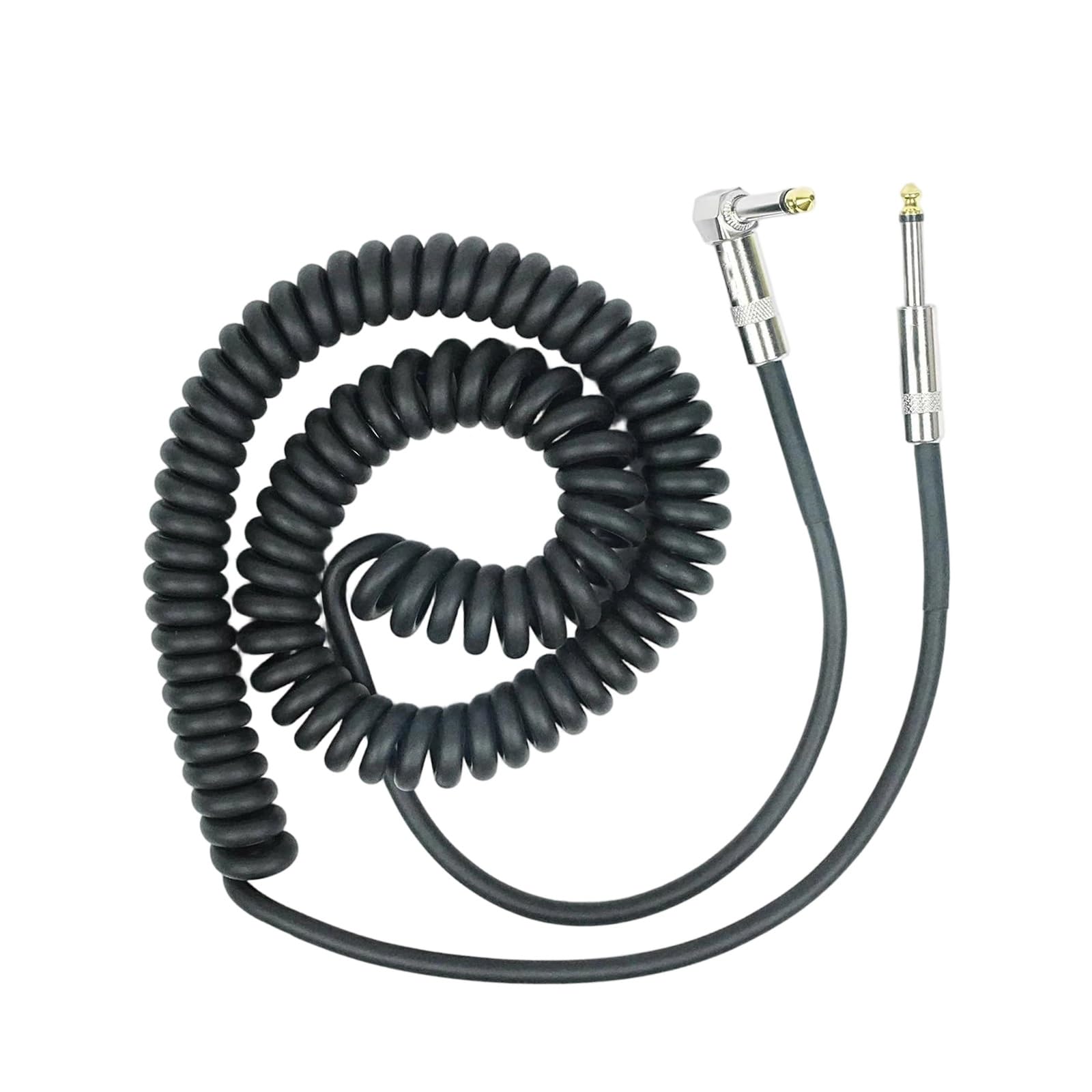 Cable De Instrumento En Espiral Línea Recta/ángulo Antiruido 6,35mm Bajo Guitarra Universal 10M | Cable de guitarra (negro)