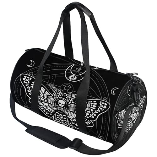MNSRUU Duffel Bags Black Skull Moth Overnight Bags Weekend Bag Sports Gym Bag for Men Women Duffel Bags for Traveling - Skull 111