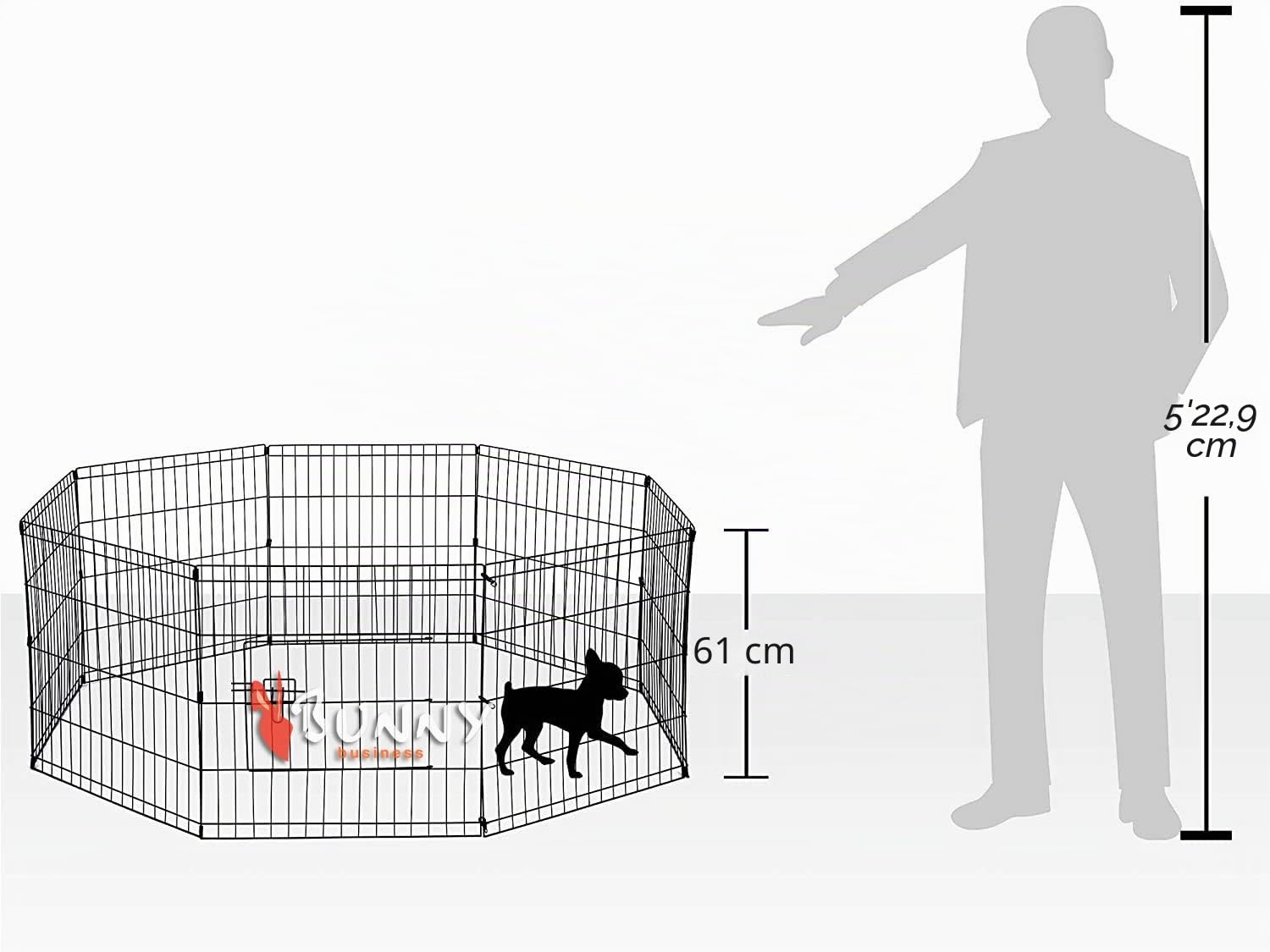 Box a 8 pannelli per cani, cuccioli, gatti e conigli, pieghevole, ideale per interni ed esterni, box per cuccioli (piccolo, 8 pannelli, porta Lge, nero)