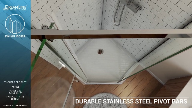 DreamLine Prism 34 1/8 in. x 72 in. Frameless Neo-Angle Pivot
