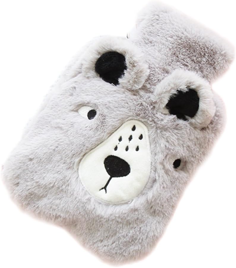 Rubber Hot Water Bag with Luxury Faux Fur - Pain Relief Rubber Hot Water Bottles with cute animal Soft Hot Bottle (Including liner)