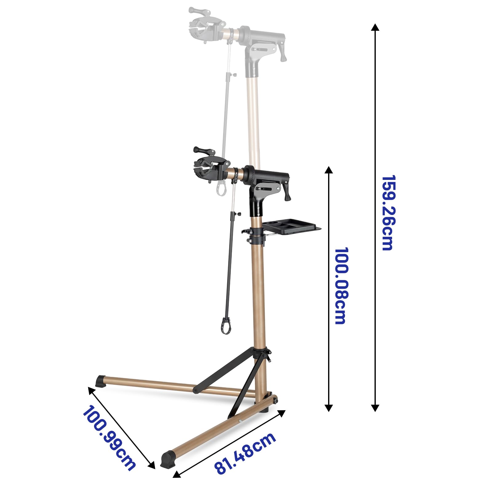 Favoto Soporte de Reparación para Bicicletas, Montaje con Liberación Rápida y Estante de Herramientas, Soporte Ajustable y Plegable para Bicicletas Eléctricas de hasta 27 kg
