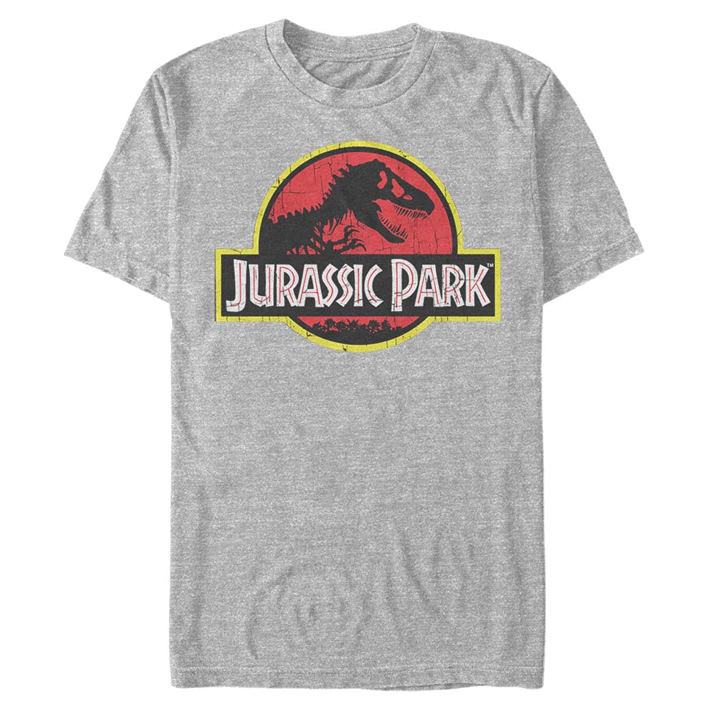 Jurassic ParkMen's Classic Movie Logo T-Shirt, Athletic Heather, L