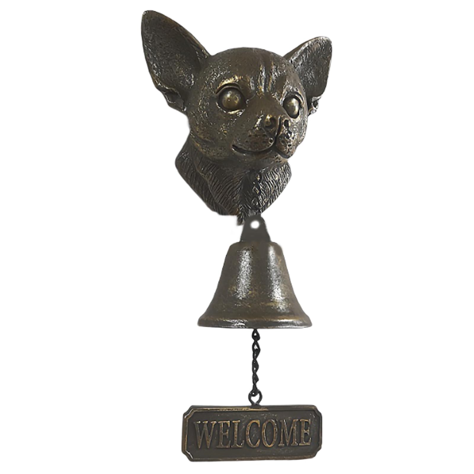 Nucelit Bronze Dog Head Shape Resins Welcome Doorbell Outdoor Wall Hanging Decoration for Dog Lover Home Entrance Decors Head Statue Door Ornament